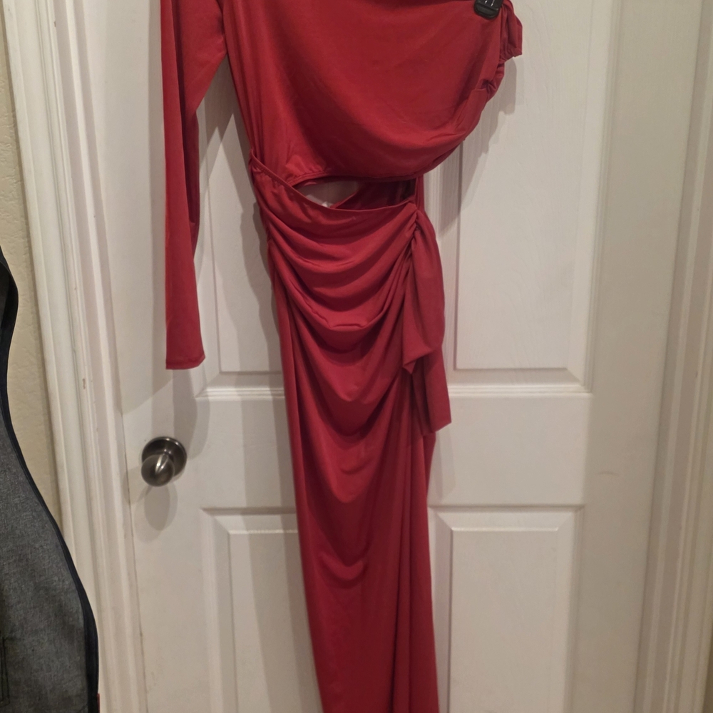 Elegant Red Draped Women's Dress